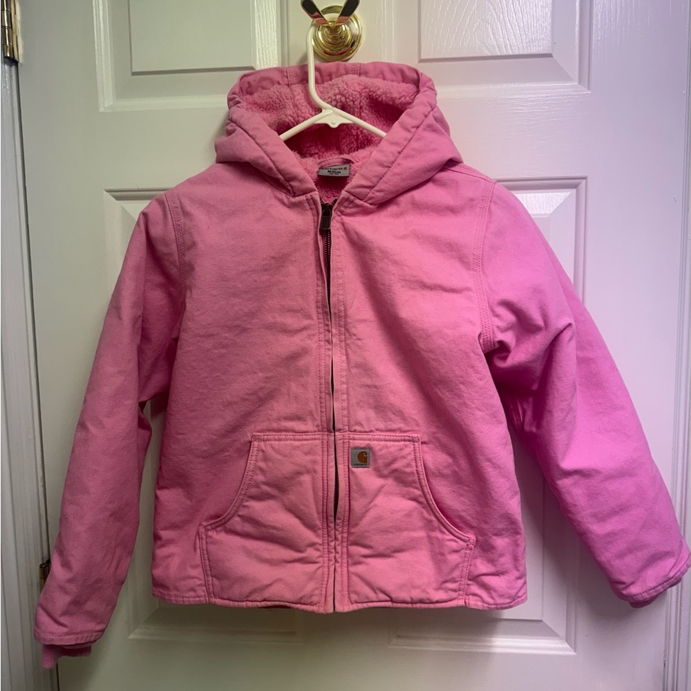 Carhartt Pink Hooded coat Girls size medium 10/12